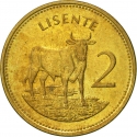 2 Lisente 1992, KM# 55, Lesotho, Letsie III
