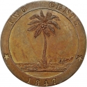 2 Cents 1847, KM# 2, Liberia