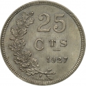 25 Centimes 1927, KM# 37, Luxembourg, Charlotte