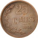 25 Centimes 1946-1947, KM# 45, Luxembourg, Charlotte