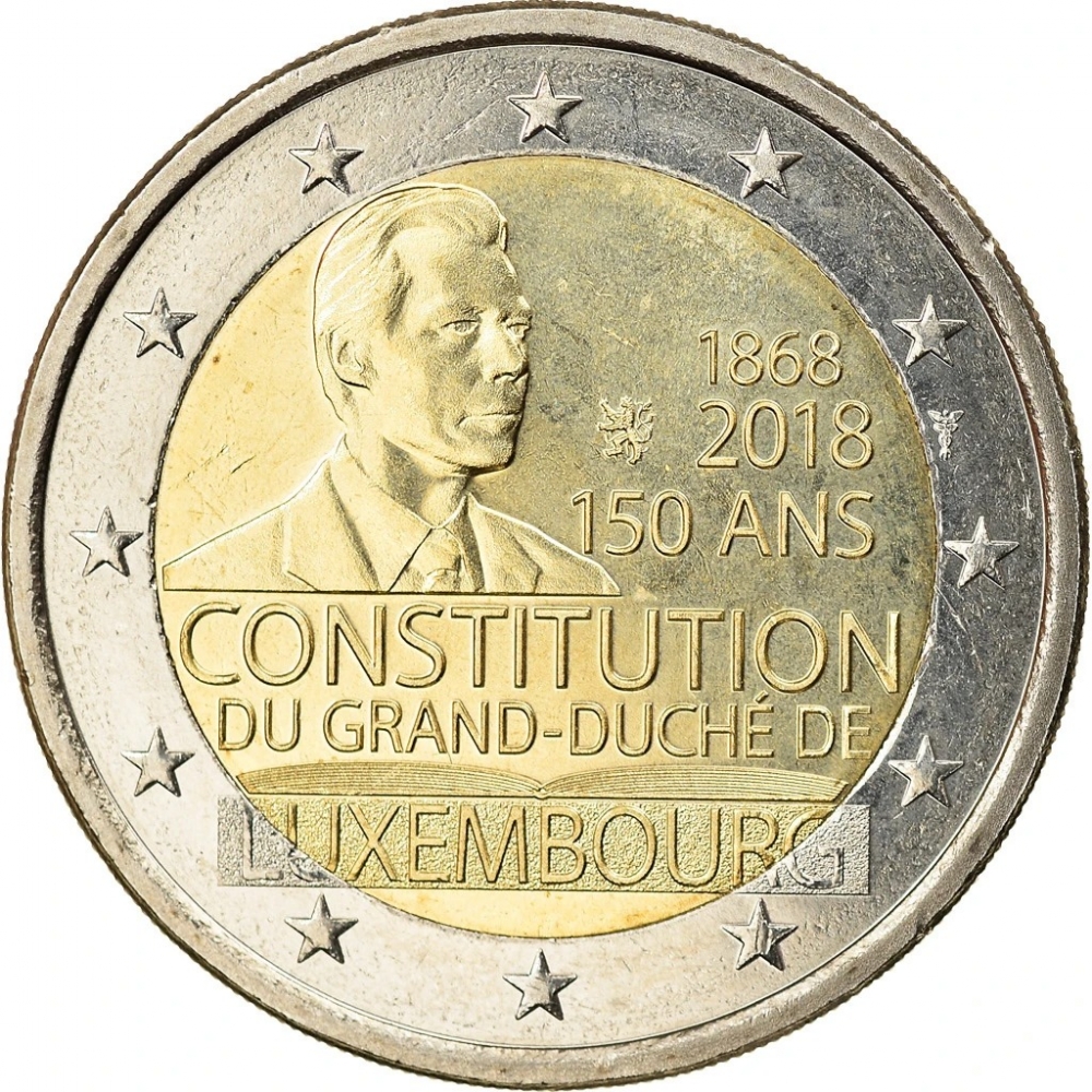2 Euro 2018, KM# 151, Luxembourg, Henri, 150th Anniversary of the Constitution of Luxembourg