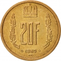 20 Francs 1980-1983, KM# 58, Luxembourg, Jean
