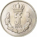 5 Francs 1971-1981, KM# 56, Luxembourg, Jean