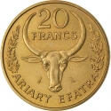 20 Francs 1970-1989, KM# 12, Madagascar, Food and Agriculture Organization (FAO)