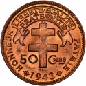 50 Centimes 1943, KM# 1, Madagascar