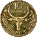 10 Francs 1970, KM# E9, Madagascar