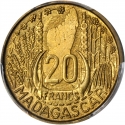 20 Francs 1953, KM# PE5, Madagascar