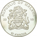 10 Kwacha 2010, KM# 91, Malawi, Endangered Frogs, Blue Poison Arrow Frog