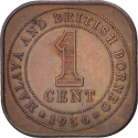 1 Cent 1956-1961, KM# 5, Malaya and British Borneo, Elizabeth II