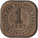 1 Cent 1956-1961, KM# 5, Malaya and British Borneo, Elizabeth II
