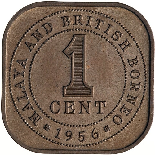 1 Cent 1956-1961, KM# 5, Malaya and British Borneo, Elizabeth II, Reverse