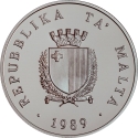 2 Liri 1989, KM# 88, Malta, 25th Anniversary of Independence