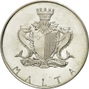 2 Liri 1974, KM# 24, Malta, Great Maltese Thinkers, Giovanni Francesco Abela