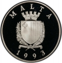 5 Liri 1993, KM# 107, Malta, 1994 Football (Soccer) World Cup in the United States