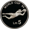 5 Liri 1993, KM# 107, Malta, 1994 Football (Soccer) World Cup in the United States