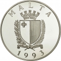 5 Liri 1993, KM# 104, Malta, 430th Anniversary of Defense of Christian Europe