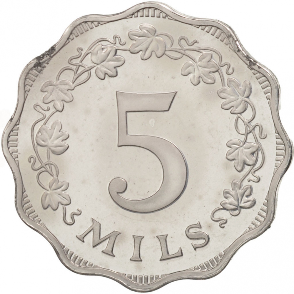 5 Mils 1972-2007, KM# 7, Malta