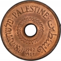 20 Mils 1942-1944, KM# 5a, Mandatory Palestine