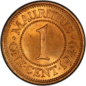 1 Cent 1949-1952, KM# 25, Mauritius, George VI