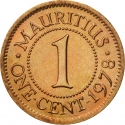 1 Cent 1953-1978, KM# 31, Mauritius, Elizabeth II
