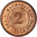 2 Cents 1877-1897, KM# 8, Mauritius, Victoria