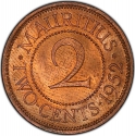 2 Cents 1949-1952, KM# 26, Mauritius, George VI