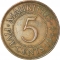 5 Cents 1942-1945, KM# 20, Mauritius, George VI