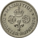 1/4 Rupee 1960-1978, KM# 36, Mauritius, Elizabeth II