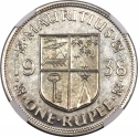 1 Rupee 1938, KM# 19, Mauritius, George VI