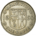 1 Rupee 1950-1951, KM# 29, Mauritius, George VI