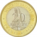 20 Rupees 2007, KM# 66, Mauritius, 40th Anniversary of the Bank of Mauritius