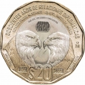 20 Pesos 2022, Mexico, 200th Anniversary of Mexico-U.S. Diplomatic Relations