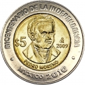 5 Pesos 2009, KM# 910, Mexico, 200th Anniversary of Mexican Independence, Pedro Moreno