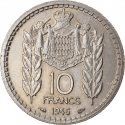 10 Francs 1946, KM# 123, Monaco, Louis II