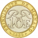 10 Francs 1989-2000, KM# 163, Monaco, Rainier III