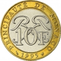 10 Francs 1989-2000, KM# 163, Monaco, Rainier III