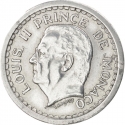 2 Francs 1943, KM# 121, Monaco, Louis II