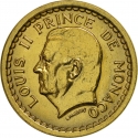 2 Francs 1945, KM# 121a, Monaco, Louis II