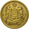 2 Francs 1945, KM# 121a, Monaco, Louis II