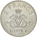2 Francs 1979-1982, KM# 157, Monaco, Rainier III