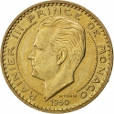 20 Francs 1950-1951, KM# 131, Monaco, Rainier III