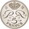 5 Francs 1971-1995, KM# 150, Monaco, Rainier III
