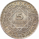 5 Francs 1929-1934, Y# 37, Morocco, Mohammed V