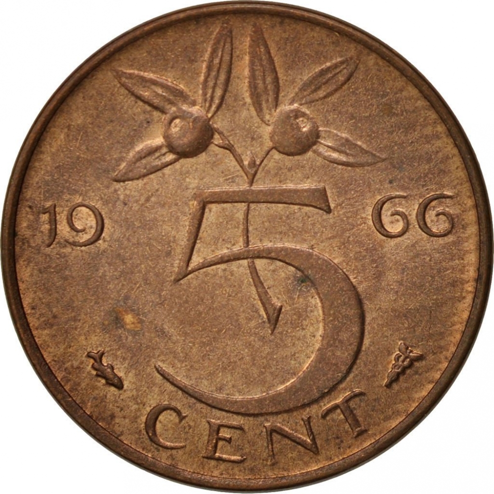 5 Cents 1950-1980, KM# 181, Netherlands, Juliana