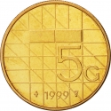 5 Gulden 1987-2001, KM# 210, Netherlands, Beatrix