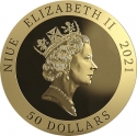 50 Dollars 2021, Niue, Elizabeth II, Lotus Flower