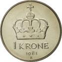 1 Krone 1974-1991, KM# 419, Norway, Olav V