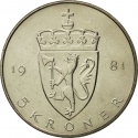 5 Kroner 1974-1988, KM# 420, Norway, Olav V