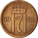 1 Øre 1952-1957, KM# 398, Norway, Haakon VII