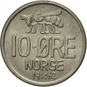 10 Øre 1959-1973, KM# 411, Norway, Olav V